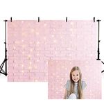 MEHOFOND 7x5ft Glitter Gold Retro Pink Brick Wall Birthday Party Decoration Pink Girl Baby Shower Wedding Party Decorations Photo Studio Background Banner Portrait Photography Backdrops Props