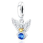 NUJIFFY 925 Sterling Silver Charms Beads for Bracelets Necklaces, Dream Catcher Star Moon Sun Eye Virgin Mary Angel Feather Cross Pendant, Boho Style Blue Vintage Jewelry Birthday Gift for Women Men,