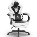 Dowinx Gaming Chair, Big and Tall Gaming Chair for Heavy People, Computer/PC Gamer Chair for Adult with Massage (White)