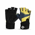 Nivia Crystal 2.0 with Strap Fitness Gloves for Men & Women, Gloves Gym Workout, Gym Accessories Men, Gym Gloves Men Workout, Sport Glove, Fitness Gloves, Hand Gloves Gym Men (Large) - Yellow