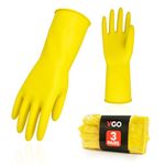 Vgo 3Pairs Reusable Household Gloves, Rubber Dishwashing Gloves, Kitchen Cleaning (M,Yellow,HH4601)