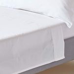 HOMESCAPES White Pure Organic Cotton Flat Sheet Double 400TC 600 Thread Count Equivalent Bed Sheet