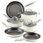 Anolon Achieve Hard Anodized Nonstick Cookware Pots and Pans Set, 9 Piece - Cream