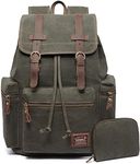 KAUKKO Vintage Canvas Backpack for Men and Women Retro Stylish Backpack Outdoor Travel Hiking Large Capacity, Armygrün P2-1-08, Einheitsgröße, Rucksack Backpacks