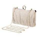 UBORSE Ladies Clutch Bag Sparkly Evening Bag Women Charming Glittering Handbag Elegant Pleated Satin Formal Purse for Party, Weeding, Prom, Banquet, Cocktail