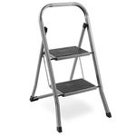 VonHaus 2 Step Steel Ladder – Anti Slip Feet – Easy to Store Foldable Design – Ideal for Home/Kitchen/Garage 150KG Max Capacity