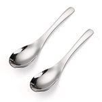 AOOSY Thick Heavy-Weight Soup Spoons, Stainless Steel Soup Spoons, Table Spoons, Set of 2