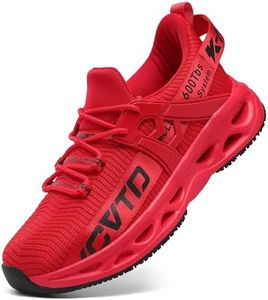 KCVTD Steel Toe Shoes for Men Safety Work Shoes Indestructible Steel Toe Sneakers Puncture Proof Slip Resistant Construction Shoe, Red, 9