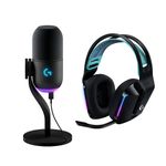 Logitech G733 Lightspeed Wireless Gaming Headset with Suspension Headband and G Yeti GX Dynamic RGB Gaming Microphone with LIGHTSYNC