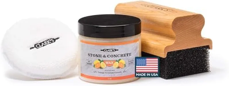 Natural Stone Wax Kit by CLARK’s ��–Set to Restore Soapstone, Slate, & Concrete Countertops includes Finishing Wax (6oz), Applicator Sponge & Buffing Pad, Enriched with Natural Lemon & Orange Extract