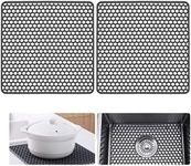 2 PCS Silicone Sink Protector, kitchen Sink Mats Grid Accessory, Folding Heat Resistant Non-slip Sink Mat for Bottom of Farmhouse Stainless Steel Porcelain Sink (Grey,13.5 ''x 13.5 '')