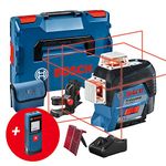 Bosch Professional Laser Level GLL 3-80 C + Rangefinder GLM 20 (1x Battery 12V, red Laser, w/app Function, Working Range: up to 30m, in L-BOXX) - Amazon Exclusive Set