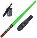 Light Up Saber for Kids, Green Light Swords with FX Sound, Expandable Light Swords Set for Galaxy War Fighter Warriors, Halloween Dress Up Parties (with Belt Clip)