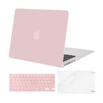 MOSISO Compatible with MacBook Air 13 inch Case Older Version (Models: A1369/A1466, 2010-2017), Protective Plastic Hard Shell Case & Keyboard Cover & Screen Protector, Rose Quartz