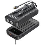 Solar-Power-Bank-Charger, 40000mAh Portable Phone Charger Built in 4 Cables with USB C in/Output, 5V3.1A QC 3.0 Fast Charging External Batter, External Battery Pack with Dual Bright Flashlights