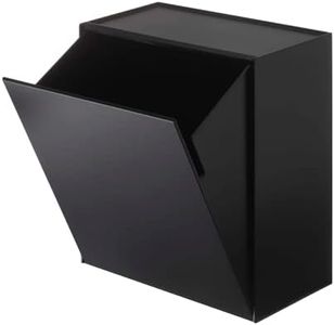 YAMAZAKI Home Tower Wall Mounted Storage Or Trash Bin with Tray, Small Wastebasket with Lid, Bathroom Or Kitchen Organizer - Abs Plastic