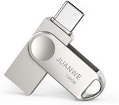 JUANWE 128GB USB C Flash Drive Dual USB 3.0 Flash Drive Type C + USB A Swivel Mini Thumb Drive Unique UDP-Tech Waterproof Jump Drive with Keyring Hole OTG Flash Drive for PC Smartphone Tablet Mac