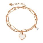 Yellow Chimes Bracelet for Women and Girls Rose Gold Bracelets for Women and Girls | Western Style Stainless Steel Heart Charm Chain Bracelet | Birthday Gifts For Women Valentine Gift for Girls