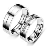 AmDxD Couple Ring, Silver Ring, Stainless Steel Ring, Women's Ring, White Zirconia, Men's Ring, 6 mm, Engraved I Love You, Couple Gift Idea, W56.5 & M66.5, Stainless steel, Cubic zirconia,