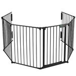 VOUNOT 6 Panel Metal Fire Guard, Hearth Gate, Dog Gate Pet Safety Barrier Indoor, Foldable Grille Extra Wide 360 cm with Mounting Kit, Black