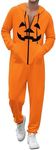 Ekouaer Halloween Onesie Adult Zipper Hooded Adult Onesie Pajamas Soft Mens Onesie Pajamas with Pockets