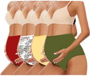 KIFAARU Women's Maternity Underwear (Size L) High Waist Cotton Brief Pregnancy C-Section Panties (Pack of 4) (Prints and Colors May Vary) Multicolours