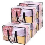 Vieshful 5 Pack Clear Storage Bags 110L Over-Sized Clothes Bags with Double Zippers Sturdy Handles Tote Moving Bags for Duvet, Comforters and Blankets