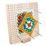 9.25 Inches Rubber Wooden Crochet Blocking Board,Crochet Accessories with 20 Pcs Steel Pins for Knitting Crochet and Granny Squares,Blocking Board for Crochet Knitting and Crochet Projects……