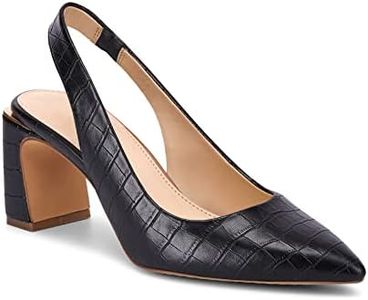 JeimPoey Womens Slingback Heels Closed Point Toe Pump Shoes Black Chunky Block Heeled Sandals