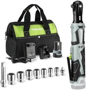 WORKPRO Llave de Trinquete Eléctrica Inalámbrica, 12V Atornillador de Impacto Eléctrica, Carga Rápida con Batería de 2000mAh,Velocidad Variable, con 9 Accesorios,55N.m