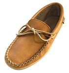 Laurentian Chief Moccasins with 8-Hole Collar for Men – Stylish and Comfortable House Slippers with Natural Rubber Sole – Leather Indoor and Outdoor Slippers (Cork, numeric_9)