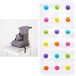 Red Kite Travel Booster Seat - Soft and Comfortable Foam Seat (Grey) & Munchkin Dandy Dots Colourful Children’s Non Slip Bath Mat/Baby Bath Tub Mat/Bathroom Mat, Multi Colour, 77.5 x 36.2 cm