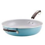 Farberware EcoAdvantage Ceramic Nonstick Deep Frying Pan/Skillet with Helper Handle, 12.5 Inch, Aqua