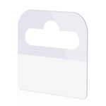 300pcs Clear Sticky Hanging Tabs, Slot Hole Self Adhesive Hang Tags, Label Hooks for Sale Items Store Retail Display (1.8x1.6in)