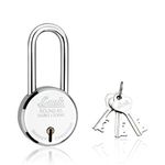 Link® 65mm New Round Padlock with Long Shackle – Stainless Steel Body, Iron Lever, Double Locking Mechanism, Includes 3 Silver Keys – Durable Security Lock for Home, Gate, and Shutter – Made in India