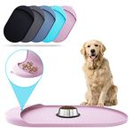 ORA SHOP - Silicone Dog Food Mat, Durable Safe Silicone Pet Mat, Pocket Design Dog Water & Food Mat, Raised Thick Anti Bite & Non Spill Edges, Dog & Cat Non Slip Bowl Mat, Waterproof Mat | Light Pink