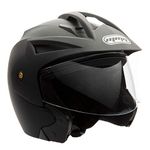 Motorcycle Scooter Open Face Helmet DOT Street Legal - Flip Up Shield - Matte Black (Medium) 203