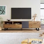 BTM Modern Colour Blocking TV Cabinet, TV Stand with Grain Finish 180 x 33 x 50 cm (Brown)