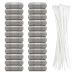 24 Pieces Stainless Steel Washing Machine Lint Traps Snare Laundry Mesh Washer Hose Filter with 24 Pieces Cable Ties