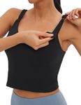 Foucome Nursing Tank Tops for Breastfeeding Maternity Sports Bra Nursing Vest Top Sleeveless Cropped Breastfeeding Tops (Black, M)