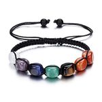 JOVIVI 7 Chakra Reiki Healing Crystal Stretch Bracelet Natural Gemstone Energy Balancing Yoga Beads Bracelet Braided Rope for Women Girls