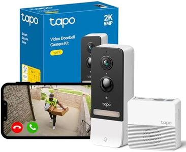 Tapo TD23 2K 5MP Battery Video Doorbell, No Monthly fee,160°Doorbell Camera Wireless,2 Way Audio,Long Battery Life,Ring Chime Included,Colour Night,Flexible Storage,IP54,APP Control,Alexa/Google