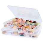 2 Pcs Snack Box with Compartments, Snackle Box for Snack Boxes, Craft Boxes with Compartments, Plastic Storage Organizer Container with 18 Removable Grids for Snack Craft Beads Screws Nuts Candies