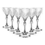 Bormioli Rocco America '20s Nick & Nora Glasses - Vintage Art Deco Coupe Glasses for Wine, Espresso Martini - 140ml - Clear - Pack of 6