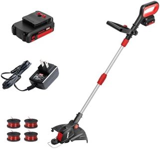 MZK 20V 12'' Cordless String Trimmer, Grass Trimmer&Edger with 4 Replacement Spools, Battery Powered Lightweight Weed Trimmer with Auto Line Feed(Battery and Fast Charger Included)