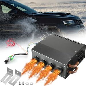 Datanly 12V Car Auxiliary Heater 4 Ports Compact Copper Tube Car Heater Universal Automobile Interior Heaters Windscreen Demister Defroster for Car Truck Camper Van