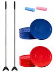 GoSports Driveway Shuffleboard Game Set - Includes 2 Shuffleboard Cue Sticks, 8 Pucks, 2 Pieces of Chalk