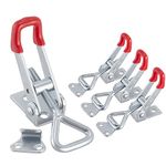 chfine 4 Pack Toggle Latch Clamp 4001, Adjustable Toggle Clamps, Heavy Duty Toggle Latch Hasp Clamp, 150Kg 330Lbs Holding Capacity Quick Release Pull Latches for Smoker Lid Jig, Tool Boxes Case, Door