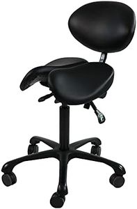 Master Massage Berkeley Backrest Saddle Stool with Black Aluminum Base