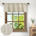 Farmhouse Kitchen Valance for Windows Burlap Primitive Cloth Linen Sheer Valance Curtain for Living Room Bathroom Laundry Country Rustic Neutral Cafe Curtain Small Boho Decor 18 inch Length Tan Beige